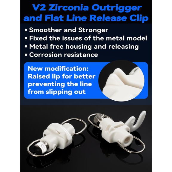 BLUEWING Zirconia Outrigger and Flat Line Release Clip White 2pcs image number 1