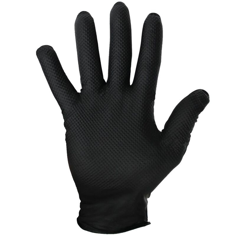 BOSS Nitrile Disposable Powder Free Gloves, Large, Black, Box of 50