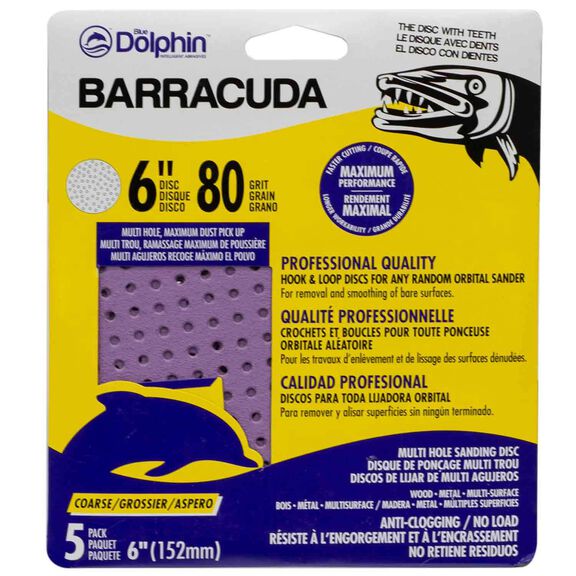 Barracuda 6" Pro Quality Sanding Discs, 80 Grit, 5-Pack image number 0