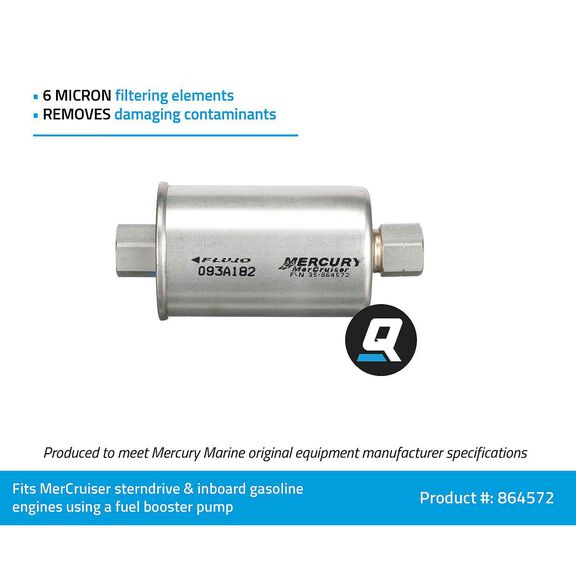 Quicksilver 864572 Replacement Inline Fuel Filter for MerCruiser Sterndrive and Inboard Gasoline Engines image number 2