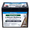 Group 24 Lithium Iron Phosphate Dual Purpose Battery, 12V 120Ah, Certified to ABYC Standards image number 0