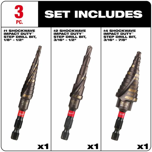 SHOCKWAVE&trade; Impact Duty&trade; Step Bit 3 Piece Set  (#1, #2, #4) image number 3