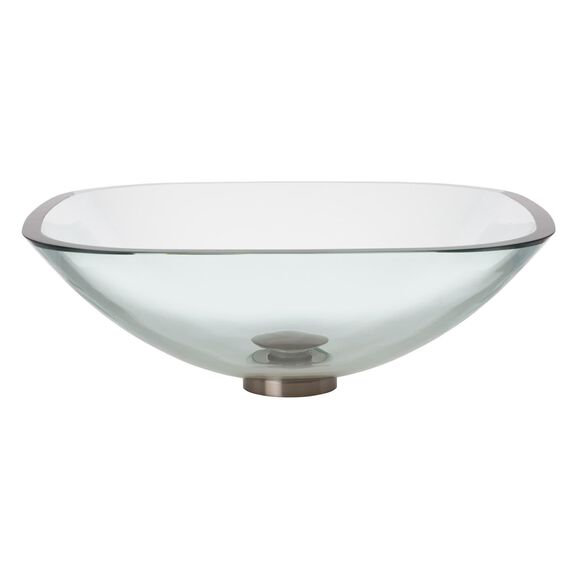 Rectangle Vessel Smooth Glass, 16 1/2" Square, 1-3/4" Drain Clear image number 0