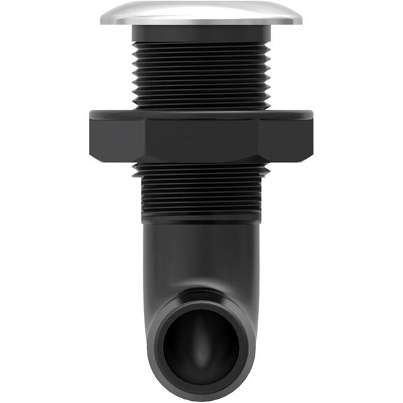 SEAFLO 3/4 in Angled Thru Hull Fitting with Built-In Check Valve Stainless Steel Cap image number 2