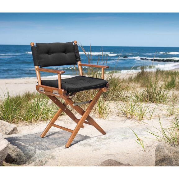 Premium Grade Teak Newport Folding Director's Chair with Black Sunbrella&reg; Fabric Seat Cushions image number 6