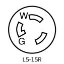 15 Amp 125 Volt Locking Connector, Industrial Grade, Grounding, NEMA L5-15R 2P-3W, Wetguard Watertight image number 1