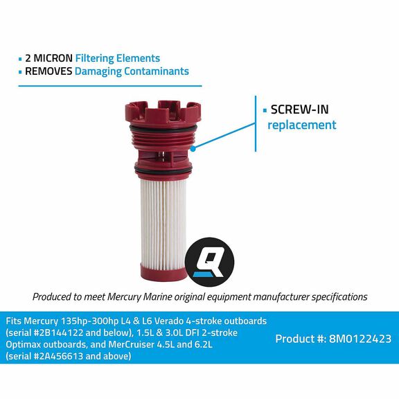 8M0122423 Fuel Filter Element for Select Mercury and Mariner Outboards and MerCruiser Stern Drive Engines image number 1