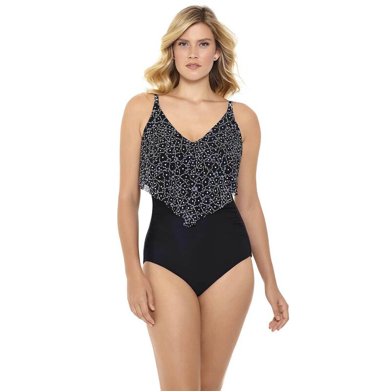 Women's Dots Vineyard V-Neck Ruffle One-Piece Swimsuit image number 0