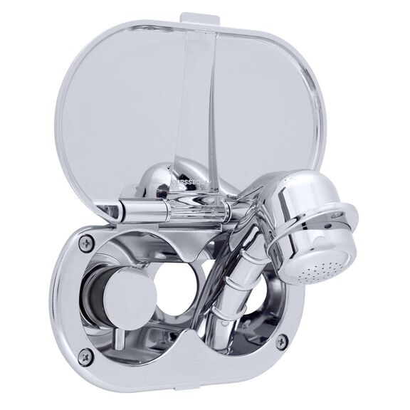 Aidack Transom Shower Hot/Cold Mixer, Chrome Cup & Lid, Small Chrome Sprayer, 6' Stainless Steel Hose, Chrome Aidack Handle image number 1
