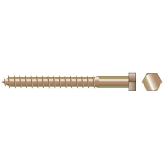 1/4" X 1 1/2" Silicon Bronze Socket Lag Screws, 25-Pack image number 0