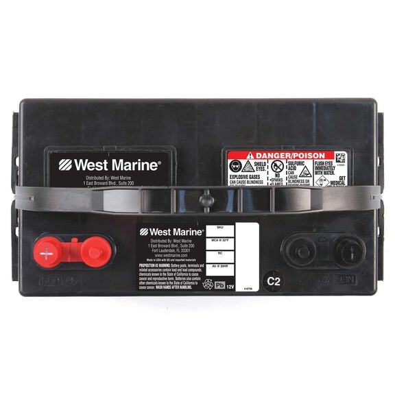 Group 27 Dual Purpose Marine Battery, 80 Amp Hours, 650 Cold Cranking Amps, 800 Marine Cranking Amps, 190 Reserve Minutes image number 1
