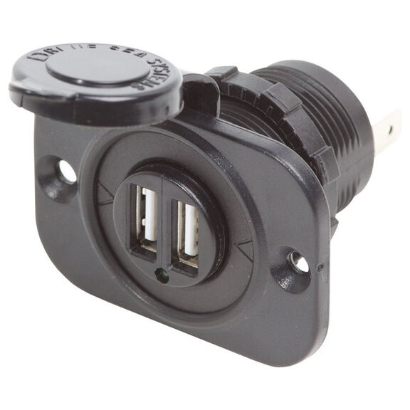12/24V Dual USB Charger Socket Panel Mount image number 0