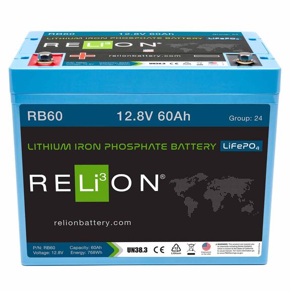 Group 24 RB60 Lithium Iron Phosphate Deep Cycle Battery, 12V, 60Ah image number 1