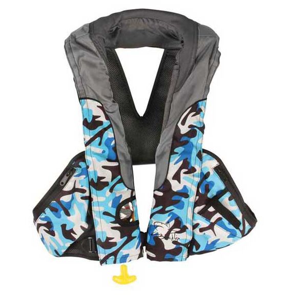 Automatic Inflatable Fishing Life Jacket, Camouflage Blue image number 0