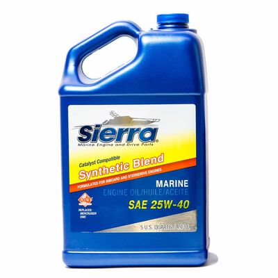 Sierra 25W-40 4 Stroke Synthetic Blend Marine Engine Oil, Catalyst Compatible, 5 Quart