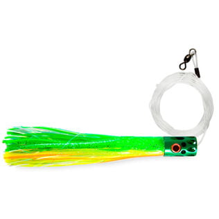 Billy Baits, Magnum Turbo Whistler Rigged & Ready, Grn/Chartr/Orag/Perl, 2 oz. Head, 7/0 Mustad Hook, AFW Swivel, 100 lb Grand Slam Mono Line, 6'