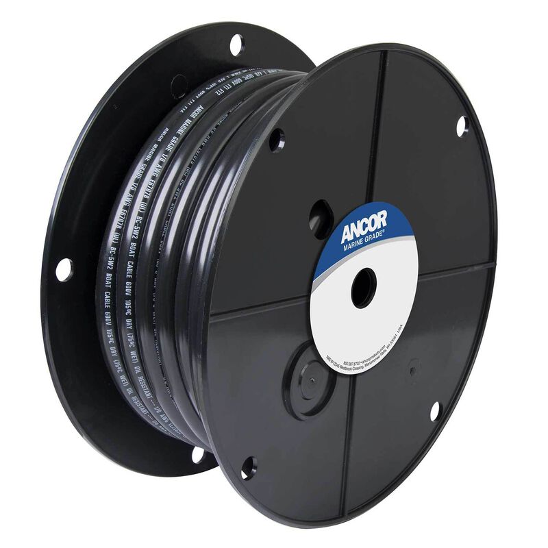 2 AWG Battery Cable, 50' Spool, Black image number 0