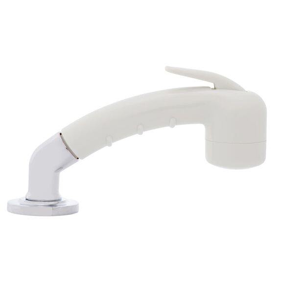Deck-Mount Sprayer Small Warm White Sprayer No Hook w/Elbow, 6' Stainless Steel Hose, Low Profile Holder image number 2
