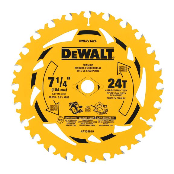DEWALT 7-1/4" 24T Circular Saw Blade image number 0