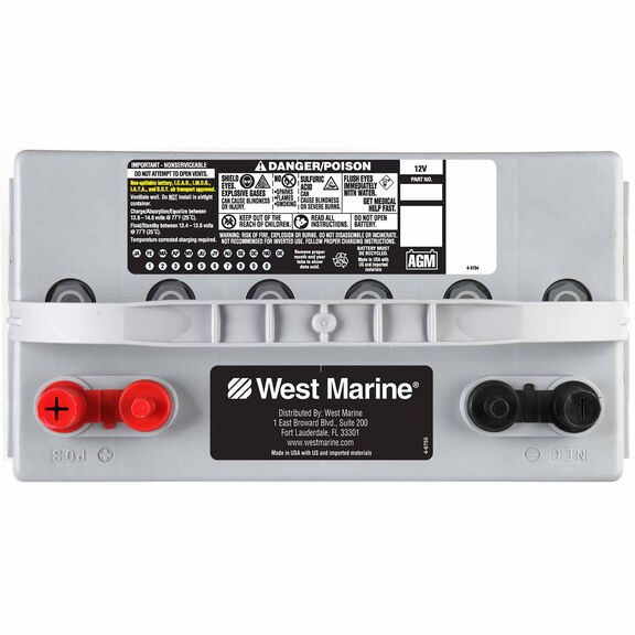 Group 27 Deep Cycle Marine Gel Battery, 88 Amp Hours, 505 Cold Cranking Amps, 700 Marine Cranking Amps, 160 Reserve Minutes image number 1