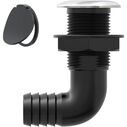 SEAFLO 1-1/8 in Angled Thru Hull Fitting with Built-In Check Valve Stainless Steel Cap image number 1