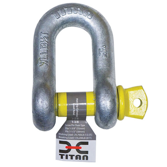 7/16" X 1/2" Galvanized "D" Shackle image number 0