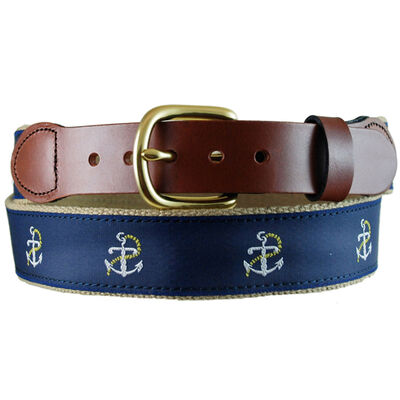 Men's Anchor Leather Tab Belt