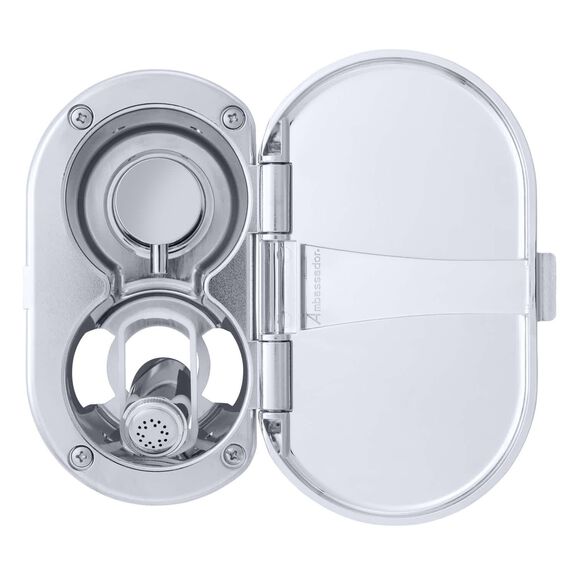 Aidack Transom Shower Hot/Cold Mixer, Chrome Cup & Lid, Hammer-Head Arctic White Sprayer, 6' White Rubber Hose, Chrome Aidack Handle image number 6