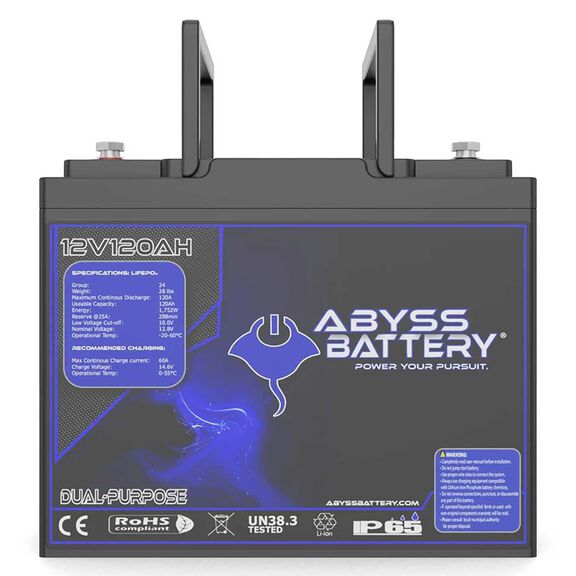 12V 120AH Dual Purpose Group 24 Lithium Marine Battery, Bluetooth Enabled image number 0