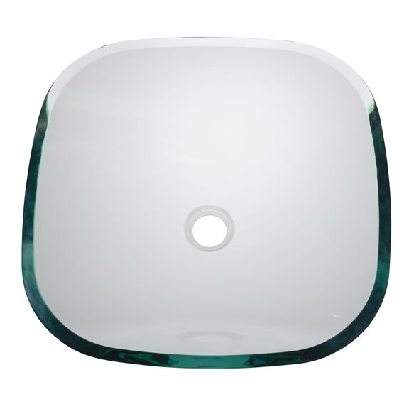 Rectangle Vessel Smooth Glass, 16 1/2" Square, 1-3/4" Drain Clear image number 2