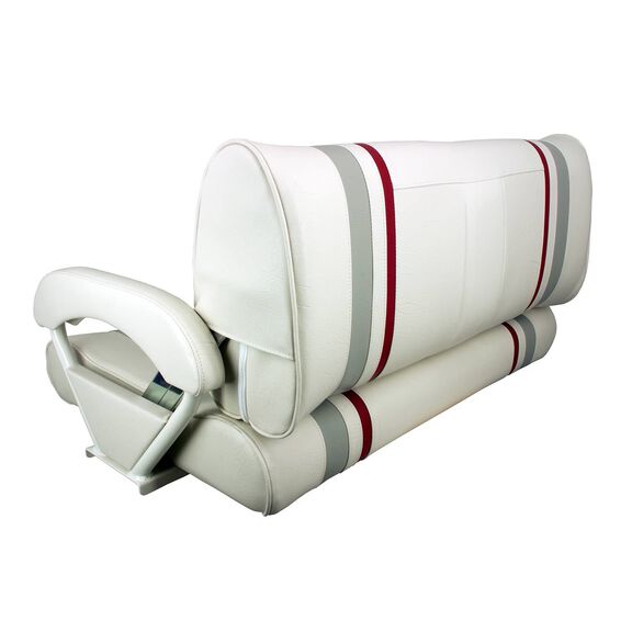 Double Bucket Bench Seat, White Upholstery with Red and Gray Stripes image number 2