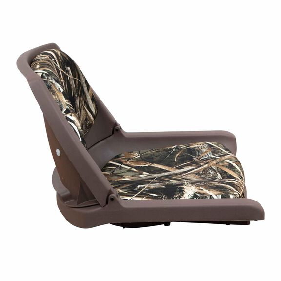 8WD139CLS-B-733 Molded Fishing Boat Seat with Cordura Camo Cushion Pads, Brown Shell / Realtree Max 5 image number 3