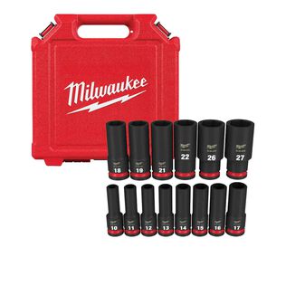 SHOCKWAVE&trade; Impact Duty&trade; 1/2" Drive Metric Deep 6 Point Socket Set, 14 Piece