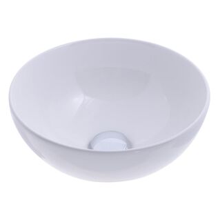 Half Sphere Vessel Smooth Porcelain, 12 1/2" Diameter, 1-3/4" Drain White