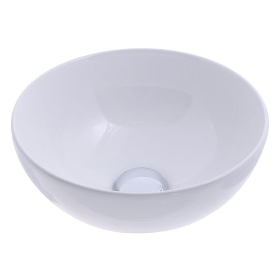 Half Sphere Vessel Smooth Porcelain, 12 1/2" Diameter, 1-3/4" Drain White image number 0