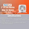 SEAFLO In-Line Blower, 24V 130 CFM 3" Marine Ventilation Fan image number 5