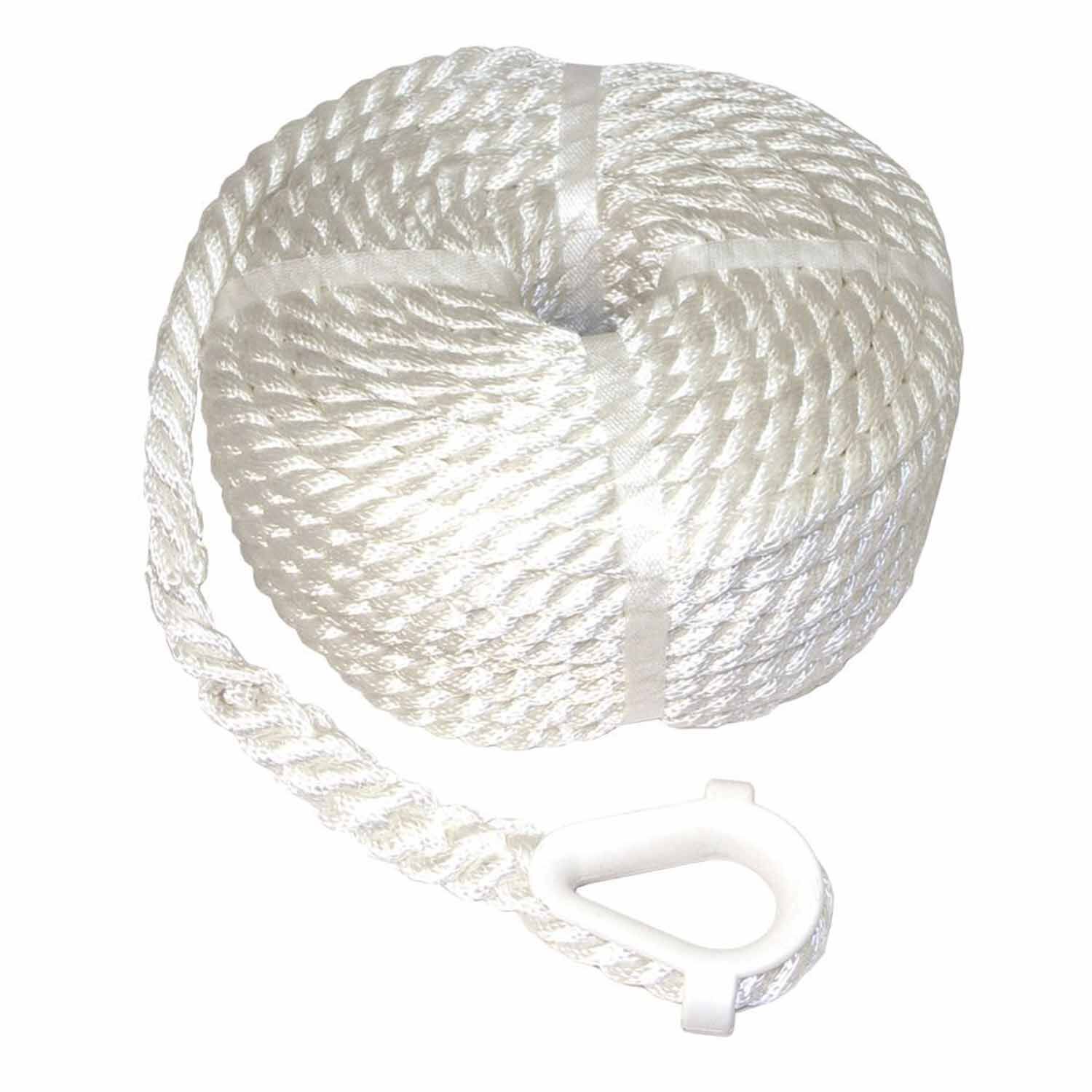 1/2" x 200' Anchor Line, 3-Strand Nylon, White