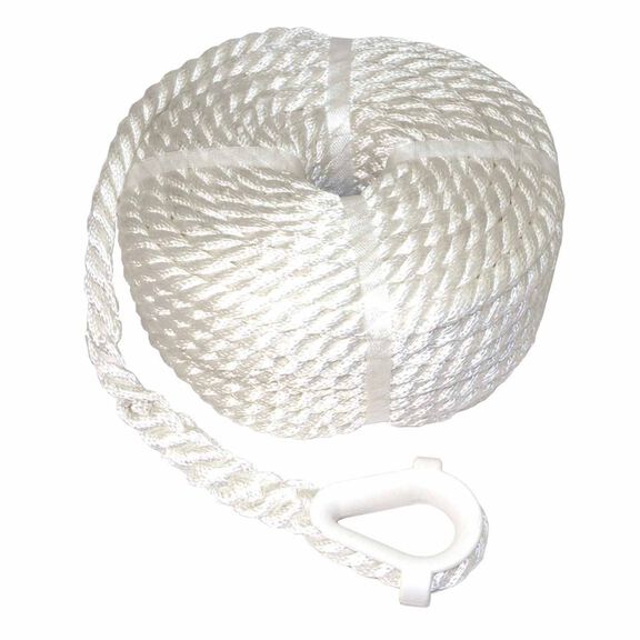 1/2" x 200' Anchor Line, 3-Strand Nylon, White image number 0