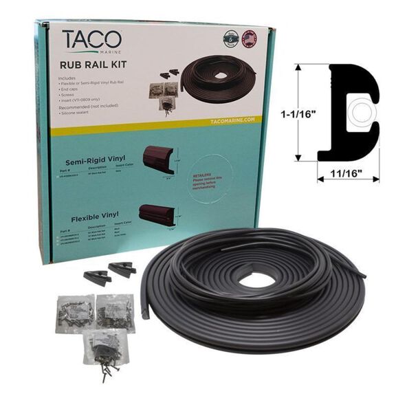 Flexible Rub Rail Kit, Black with White Insert, 50' image number 0