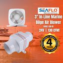 SEAFLO In-Line Blower, 24V 130 CFM 3" Marine Ventilation Fan image number 4