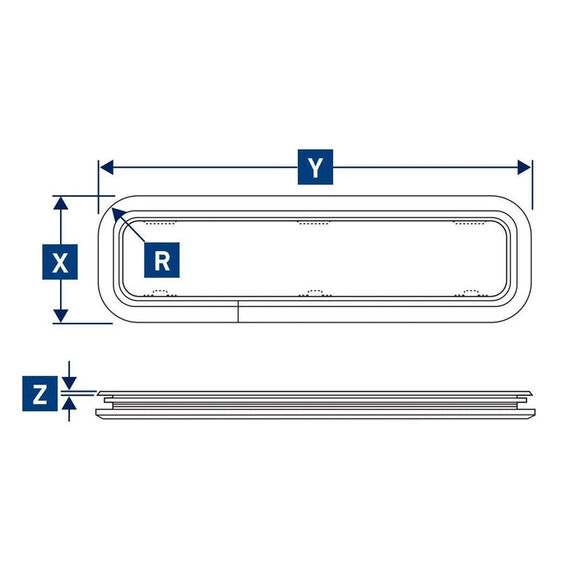 Standard Series #1RE 6-3/4" L x 13-11/16" W Smoke Gray Rectangular Opening Portlight image number 3