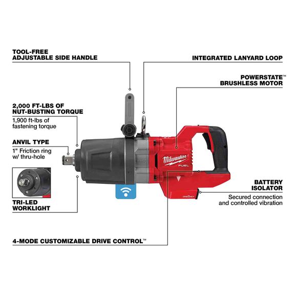 M18 FUEL&trade; 1" D-Handle High Torque Impact Wrench with ONE-KEY&trade; image number 1