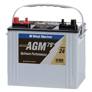 Group 24 Dual Purpose Marine AGM Battery, 79 Amp Hours, 525 Cold Cranking Amps, 800 Marine Cranking Amps, 135 Reserve Minutes