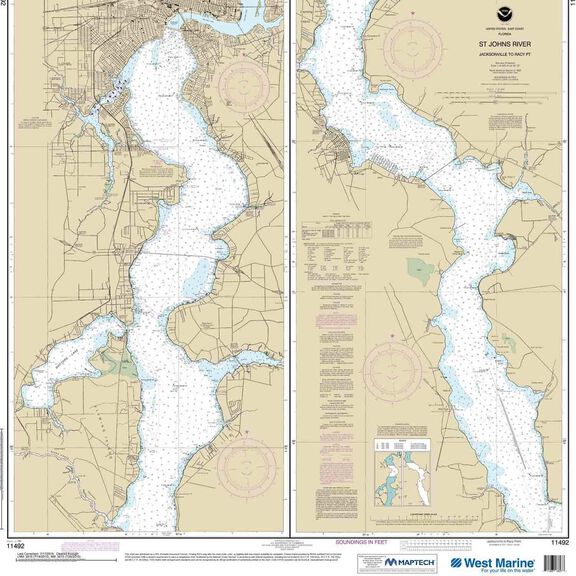 Maptech&reg; NOAA Recreational Waterproof Chart-St. John's River Jacksonville to Racy Point, 11492 image number 0