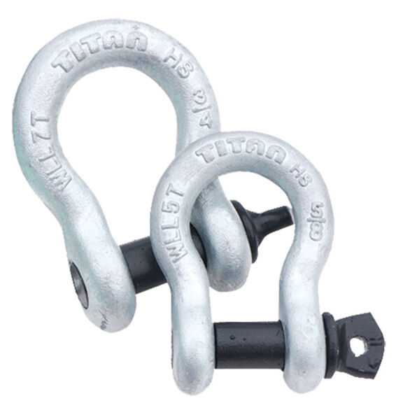 Galvanized Bow (Anchor) HS Shackle, Bail: 1", Pin Diameter: 1 1/8", MWL: 27,500 lb. image number 0