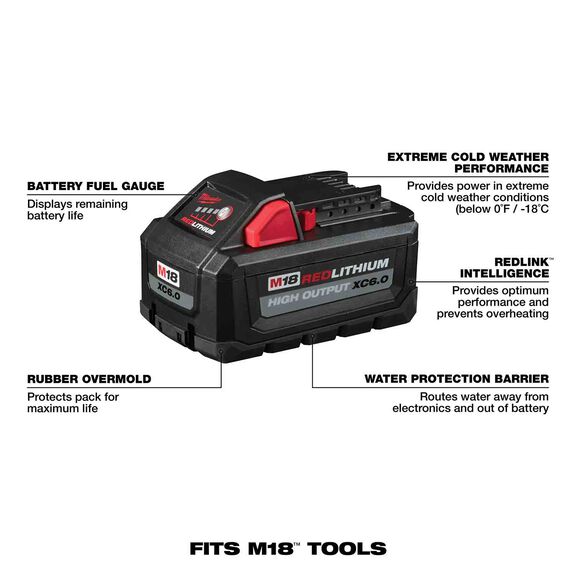 M18&trade; REDLITHIUM&trade; HIGH OUTPUT&trade; XC 6.0Ah Battery Pack image number 1