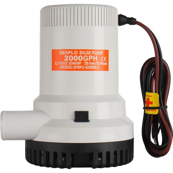 SEAFLO 01 Series 2000 GPH Bilge Pump 12V Submersible Marine Pump with Anti-Airlock Protection image number 2