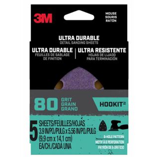 3M Ultra Durable Detail Sanding Sheets, 80 grit, Mouse5pk80, 5/pk, 20/case