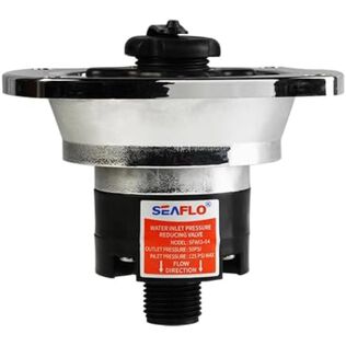 SEAFLO Wall Mount Pressure Regulated Water Inlet, Chrome Finish, 50 PSI Output, Built-In Check Valve, UV-Stabilized, Brass Threads, Fits Standard Hose Fittings