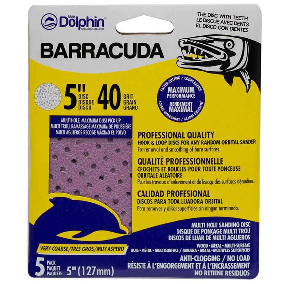 Barracuda 5" Pro Quality Sanding Discs, 40 Grit, 5-Pack image number 0